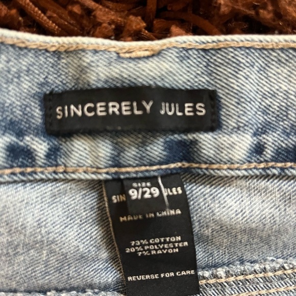 Sincerely Jules-Women's Distressed Flare Cropped Blue Jeans-Sz 9/29 - Picture 2 of 5